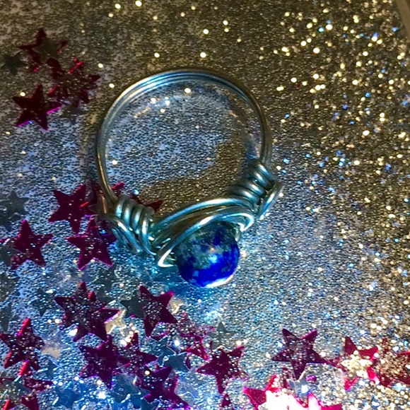 wirewrap Ring Blue Lápiz Lazuli Stone - Picture 2 of 6